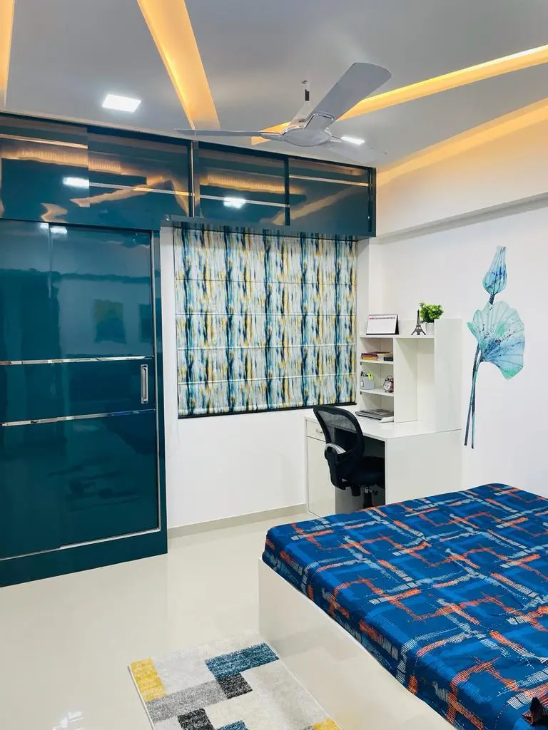 Modular bedroom with cove lighting ceiling
